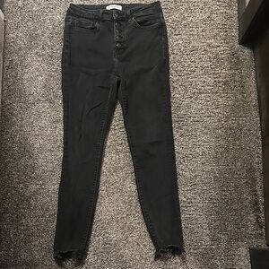 Flying Monkey Black Button-Fly Skinny Jeans